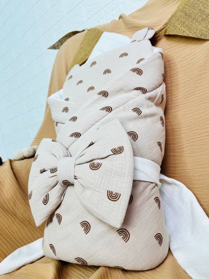 ❤ Мусліновий конверт з подушкою. Принт - Шоколадна веселка (#31200190) ✓ Anna Konvert 2