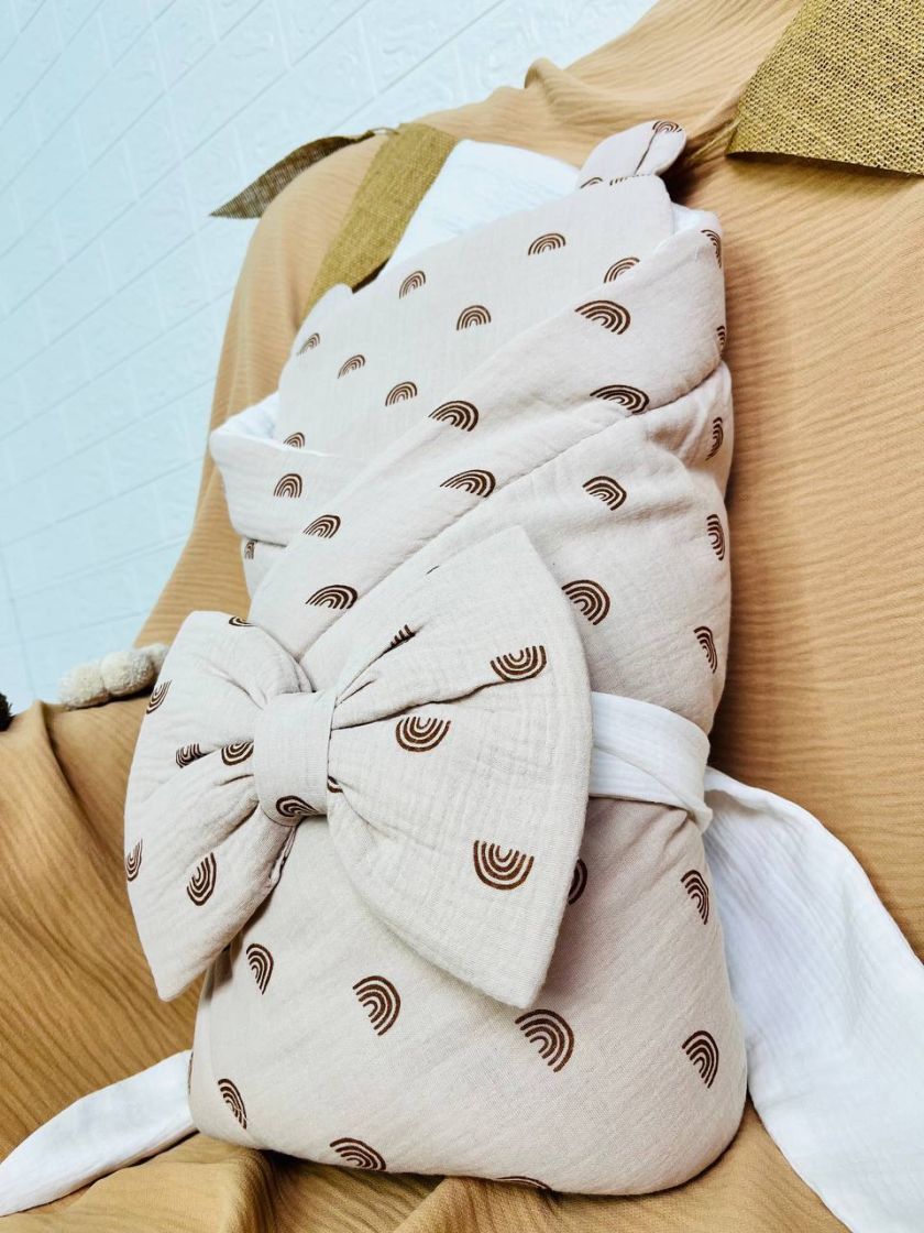 ❤ Мусліновий конверт з подушкою. Принт - Шоколадна веселка (#31200190) ✓ Anna Konvert