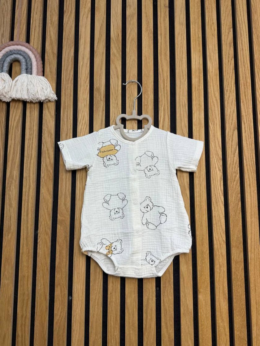 ❤ Боді мусліновий на кнопках, 56см. Принт - Контурний ведмедик з бантиком (#89294909) ✓ Anna Konvert