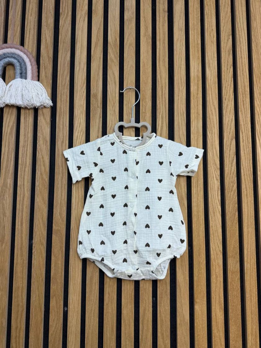 ❤ Боді мусліновий на кнопках, 56см. Принт - Сердечка беж (#5253174) ✓ Anna Konvert