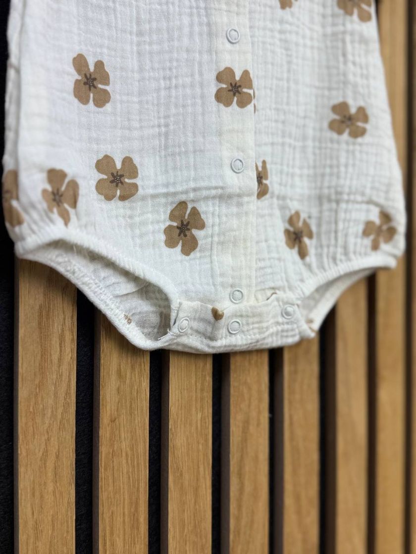 ❤ Боді мусліновий на кнопках, 62 см. Принт - Бежеві квіточки (#60540059) ✓ Anna Konvert