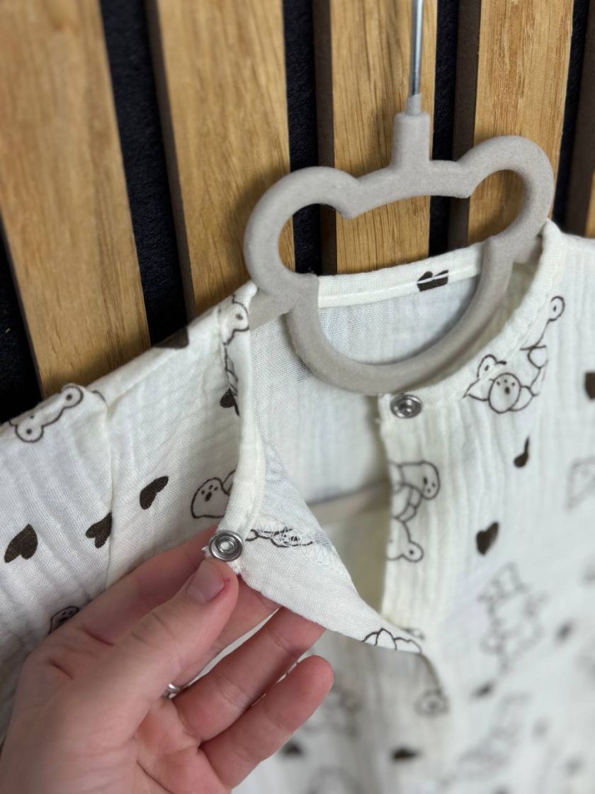 ❤ Боді мусліновий на кнопках, 62 см. Принт - Ведмедики контур із сердечками (#88668096) ✓ Anna Konvert