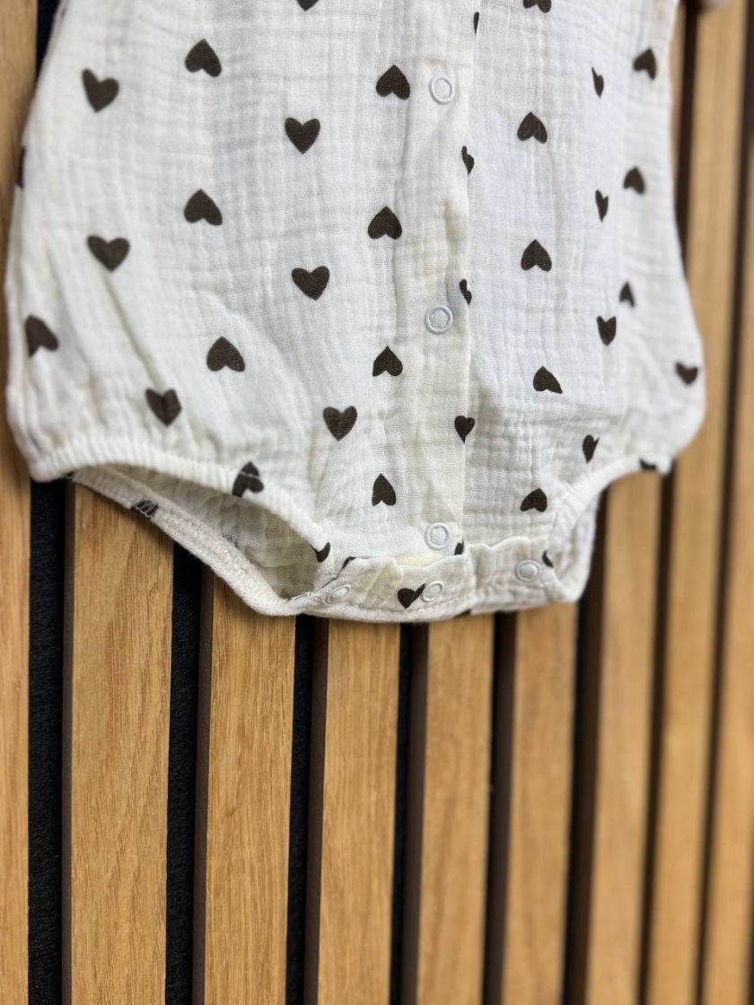 ❤ Боді мусліновий на кнопках, 62 см. Принт - Сердечка беж (#47302915) ✓ Anna Konvert