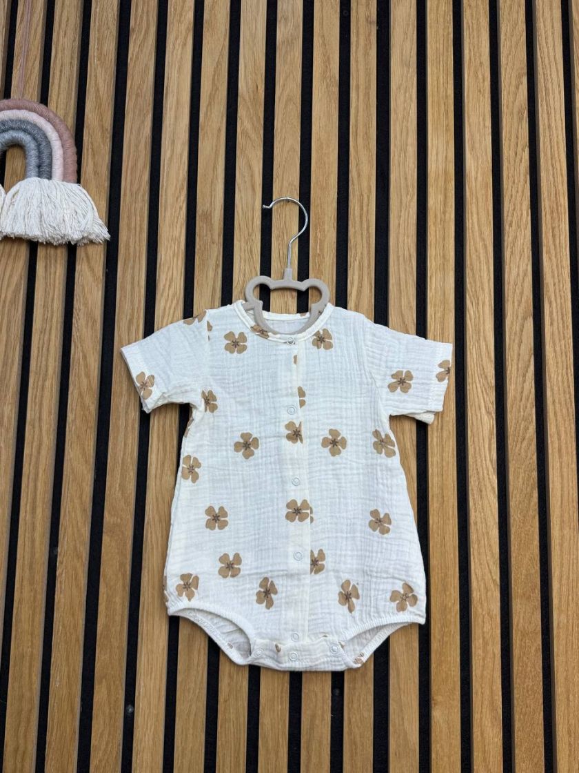 ❤ Боді мусліновий на кнопках, 68 см. Принт - Бежеві квіточки (#34302249) ✓ Anna Konvert