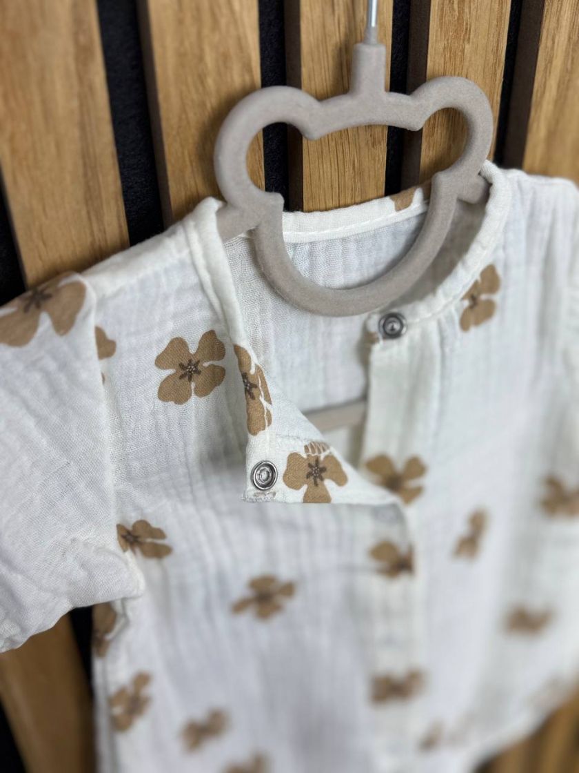 ❤ Боді мусліновий на кнопках, 68 см. Принт - Бежеві квіточки (#34302249) ✓ Anna Konvert