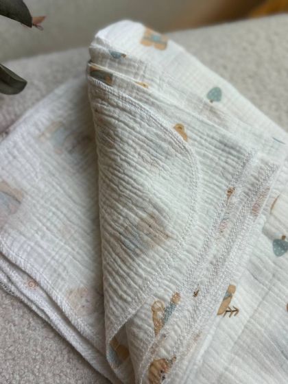 ❤ Пелюшки муслінові чотирьохшарові, жатка. Принт - Ведмедик в окулярах. Розмір - 90*135см (#11024552) ✓ Anna Konvert 2