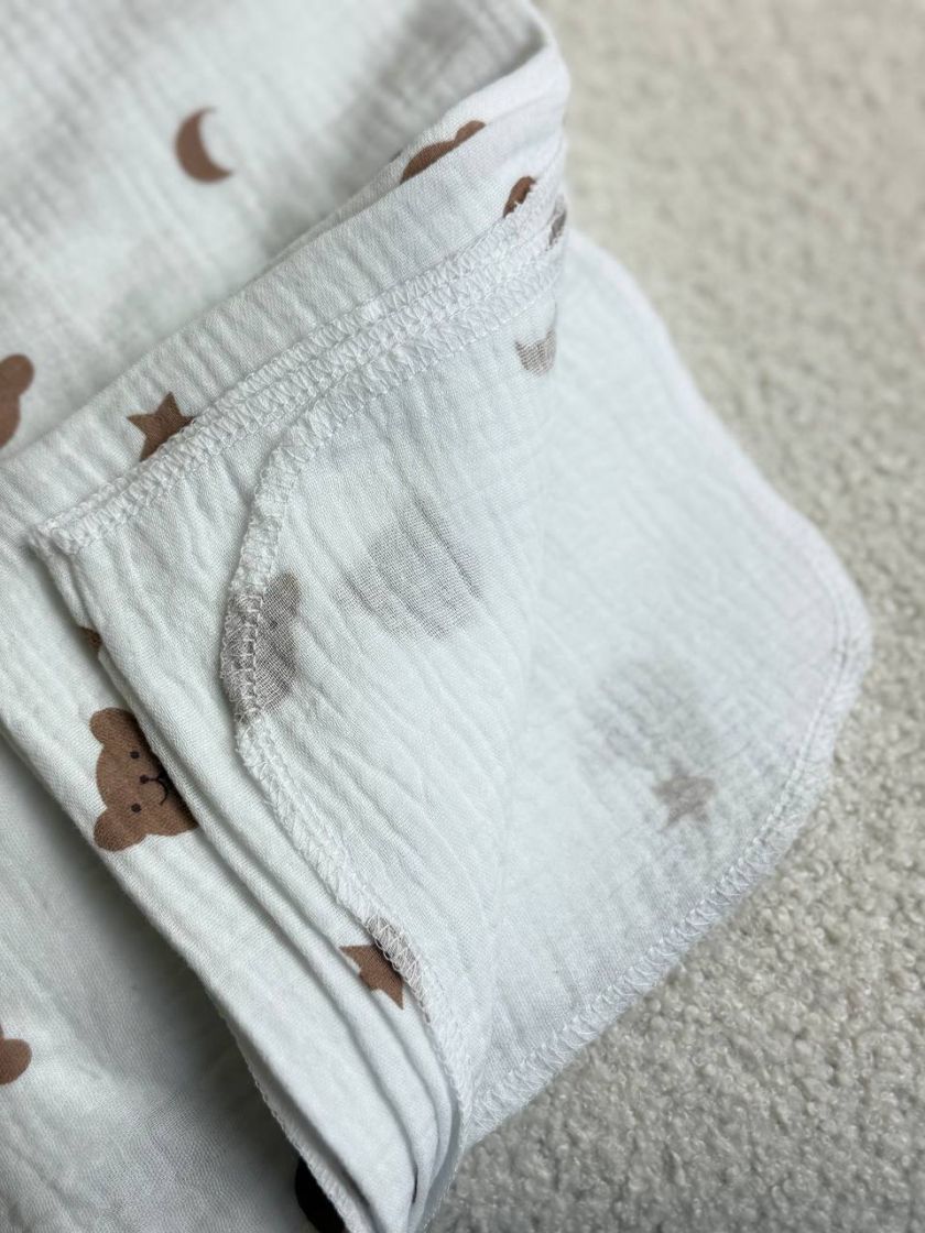 ❤ Пелюшки муслінові чотирьохшарові, жатка. Принт - Шоколадні мордочки. Розмір - 90*135см (#86698008) ✓ Anna Konvert