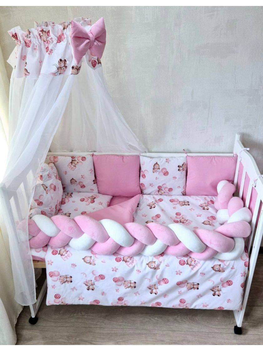 ❤ Набір у ліжко "Koss" Bonna. Принт - Ведмежа дівчинка з рожевими кульками (#88576007) ✓ Anna Konvert