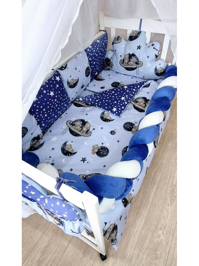 ❤ Набір у ліжко "Koss" Bonna. Принт - Ведмедь на місяці, блакитний, синій (#45123276) ✓ Anna Konvert