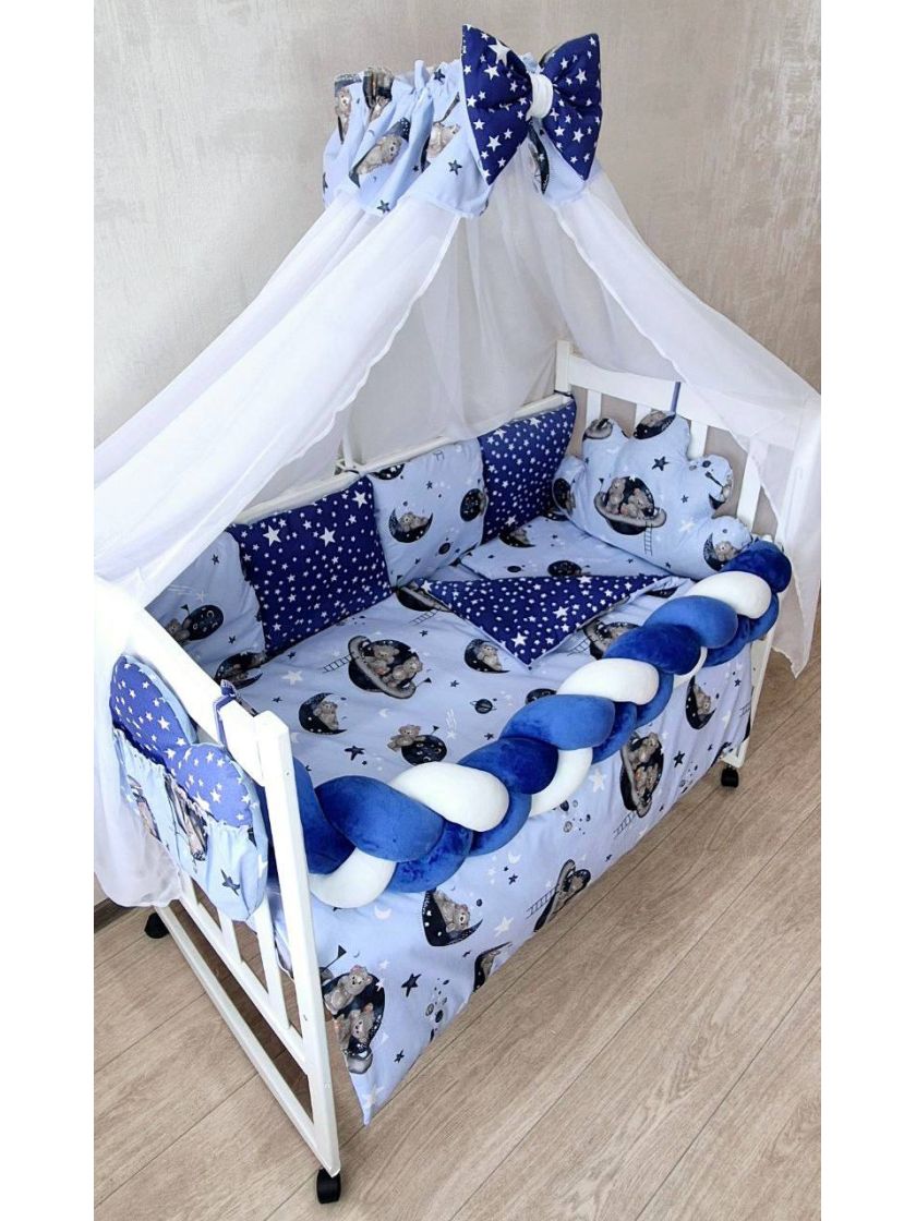 ❤ Набір у ліжко "Koss" Bonna. Принт - Ведмедь на місяці, блакитний, синій (#45123276) ✓ Anna Konvert