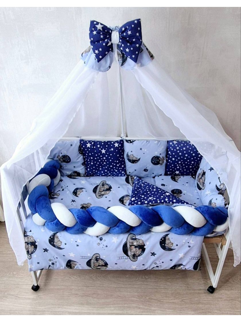 ❤ Набір у ліжко "Koss" Bonna. Принт - Ведмедь на місяці, блакитний, синій (#45123276) ✓ Anna Konvert