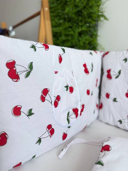 ❤ Бортики-суцільні на 4 боки ліжка, на завʼязках. Принт - Вишеньки (#23985632) ✓ Anna Konvert 2