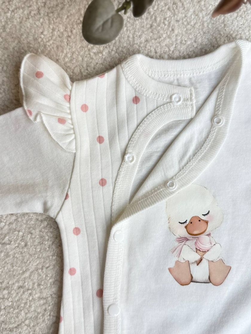 ❤ Чоловічок з рюшами та шапочкою, інтерлок, Smile. Принт - Каченя з морозивом, горох. Розмір - 56 (#74879291) ✓ Anna Konvert
