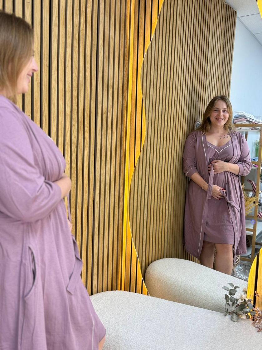 ❤ Комплект сорочка та халат для годування, 52-54 "Кант". Колір - Бургунді (#91679576) ✓ Anna Konvert