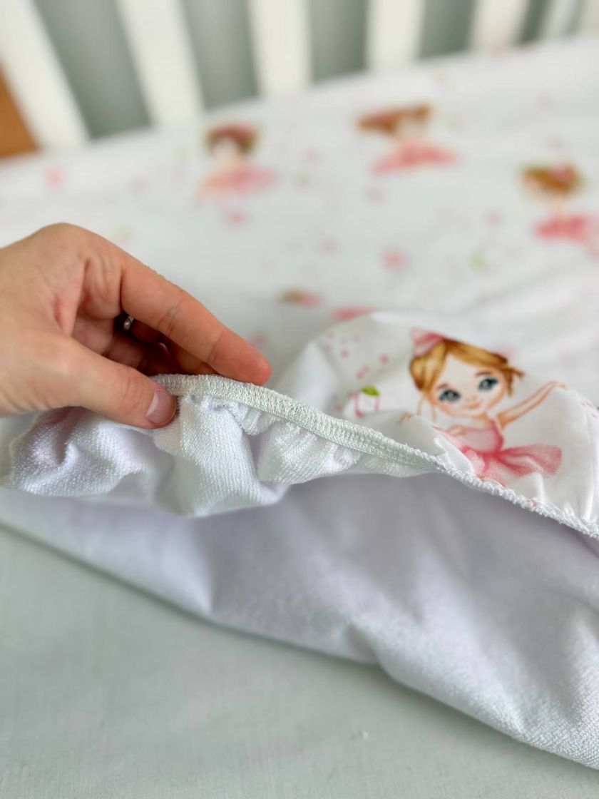 ❤ Простирадло у ліжко непромокаюче, 120/60 см. Принт - Рожева дівчинка-балерина (#9642512) ✓ Anna Konvert