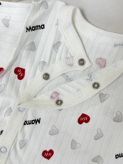 ❤ Комплект 3ка з боді з коротким рукавом, в рубчик. Принт - Сердечка Mama, Papa. Розмір - 56-62 (#1119308) ✓ Anna Konvert 2