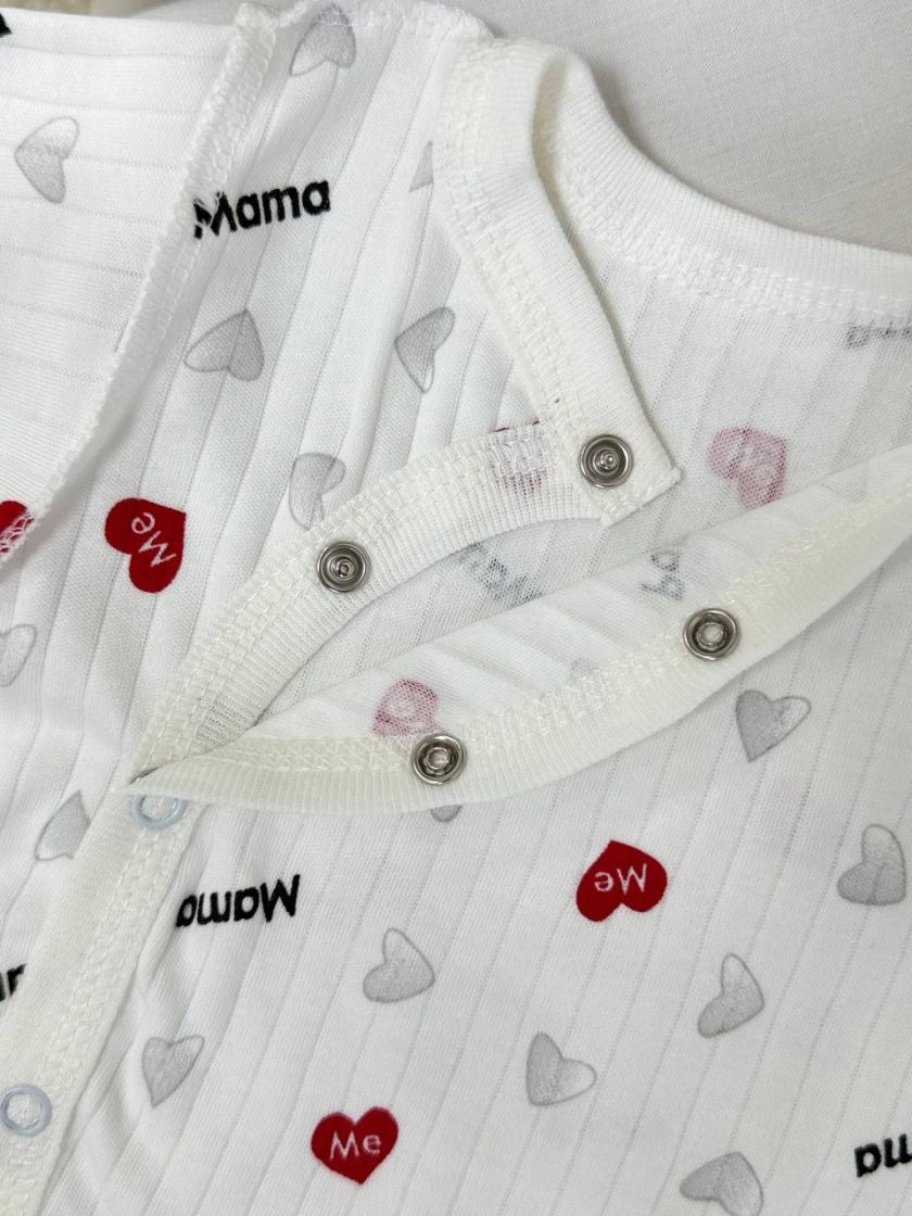 ❤ Комплект 3ка з боді з коротким рукавом, в рубчик. Принт - Сердечка Mama, Papa. Розмір - 62-68 (#4199535) ✓ Anna Konvert
