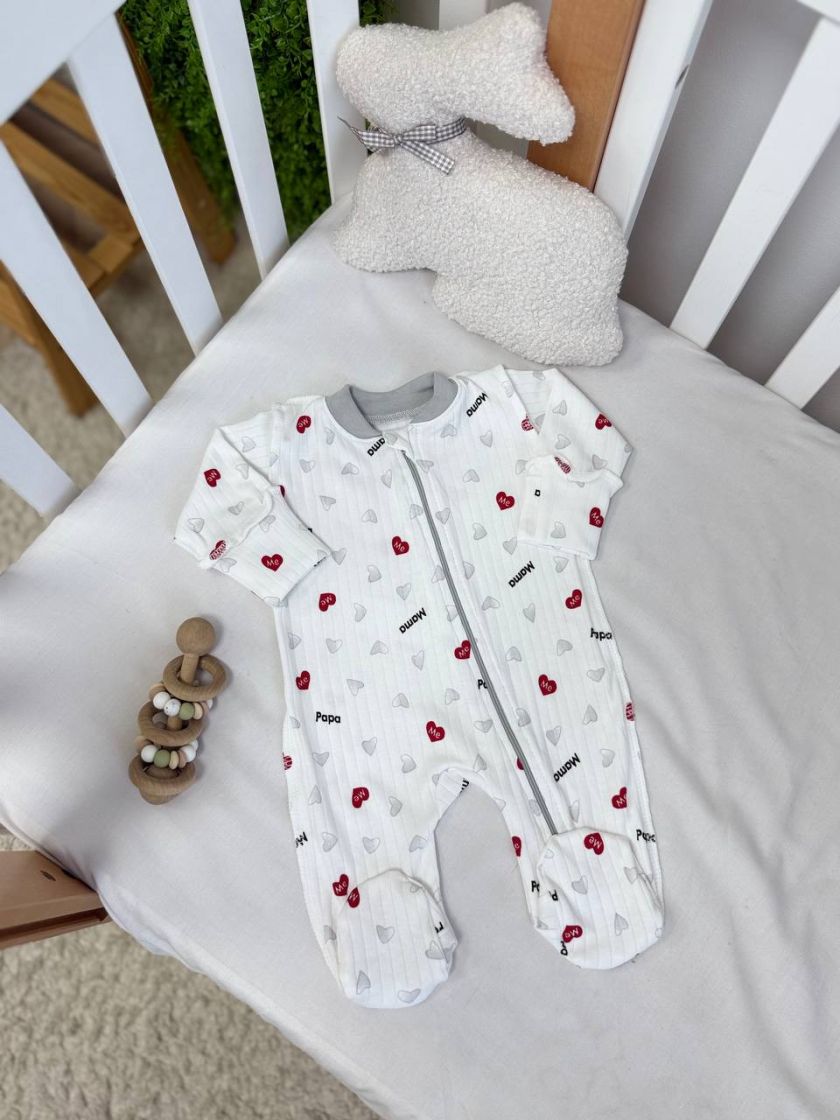 ❤ Чоловічок з блискавкою інтерлок, Ромашка. Принт - Сердечка Mama, Papa. Розмір - 56-62 (#83559952) ✓ Anna Konvert