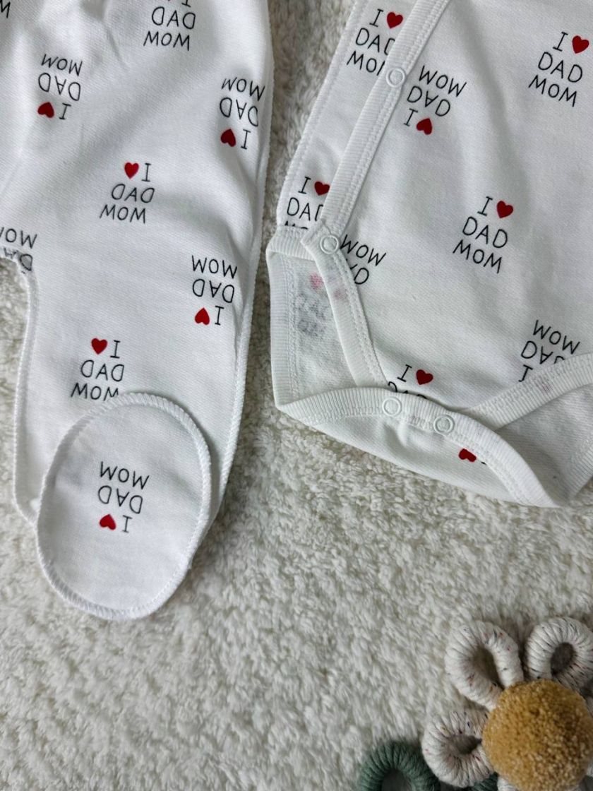 ❤ Комплект 3ка з боді, байка 56р. Принт - I love dad mom (#21711435) ✓ Anna Konvert
