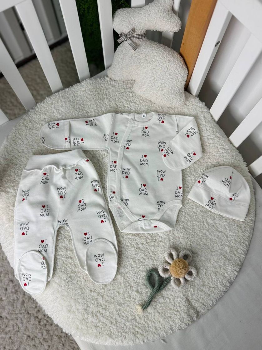 ❤ Комплект 3ка з боді, байка 56р. Принт - I love dad mom (#21711435) ✓ Anna Konvert
