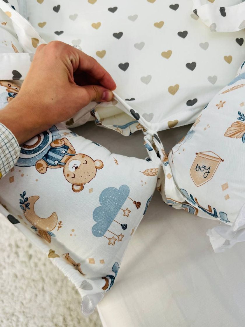 ❤ Кокон-гніздечко з ручками. Принт - Ведмедик на хмаринці, серця різні (#51323461) ✓ Anna Konvert