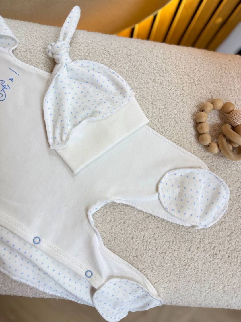 ❤ Чоловічок з шапочкою, інтерлок, 56-62р. Принт - Привіт світ, блакитний горох (#99687615) ✓ Anna Konvert