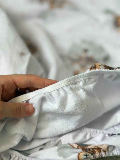 ❤ Простирадло у ліжко непромокаюче, 145/90 см. Принт - Ведмідь на літаку, сірий (#88279272) ✓ Anna Konvert 2