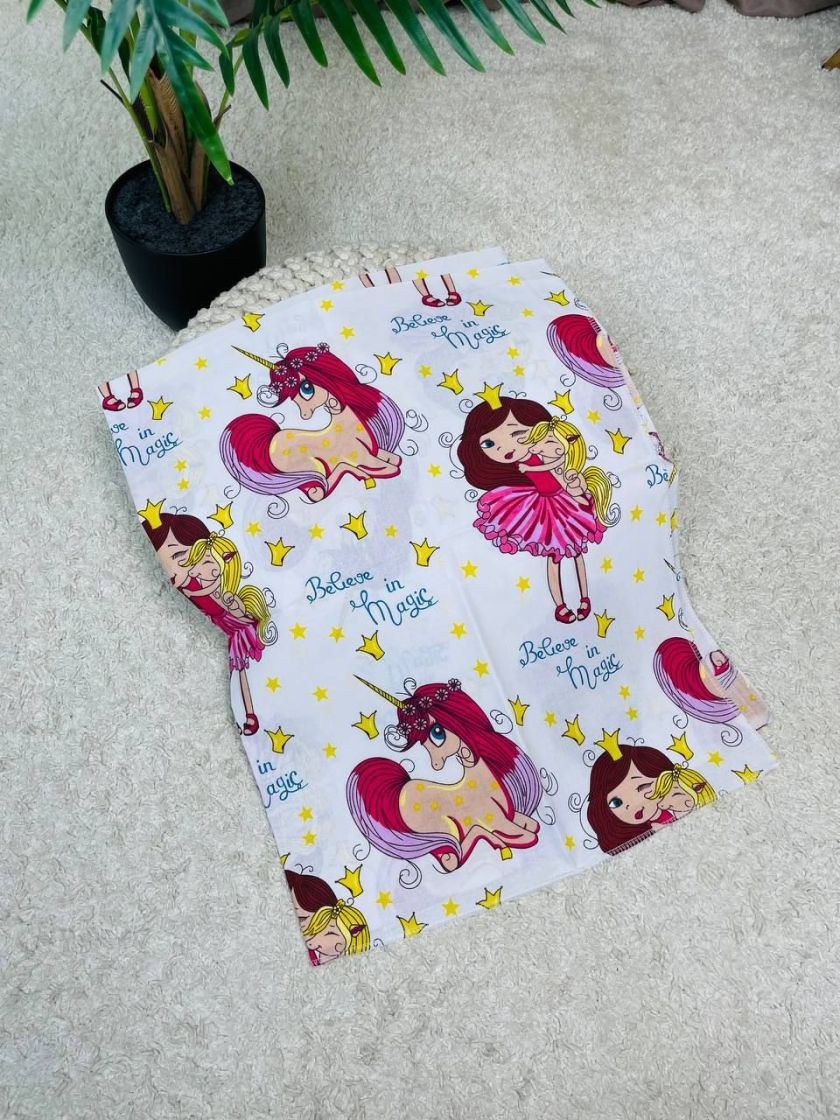 ❤ Пелюшки Ситцеві 85 см на 105 см. Принт - Єдиноріжка та принцеса (#65956293) ✓ Anna Konvert