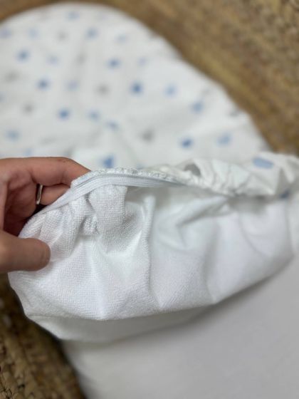 ❤ Простирадло непромакаюче у візочок. Принт - Серця блакитні з сірим. Розмір - 80х40 см (#92326514) ✓ Anna Konvert 2