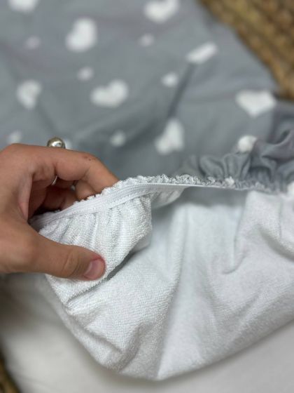 ❤ Простирадло непромакаюче у візочок та подушка. Принт - Сердця білі великі на сірому (#84564879) ✓ Anna Konvert 2