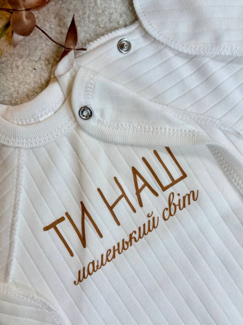 ❤ Комплект 3ка з сороч. 56-62, рубчик, Ромашка. Принт - Маленький світ, шоколадний. Розмір - 56 (#10997945) ✓ Anna Konvert