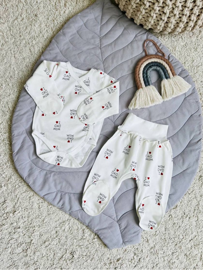 ❤ Комплект 2ка з боді. Матеріал - Інтерлок. Принт - I love dad mom. Розмір - 56-62 (#29855856) ✓ Anna Konvert