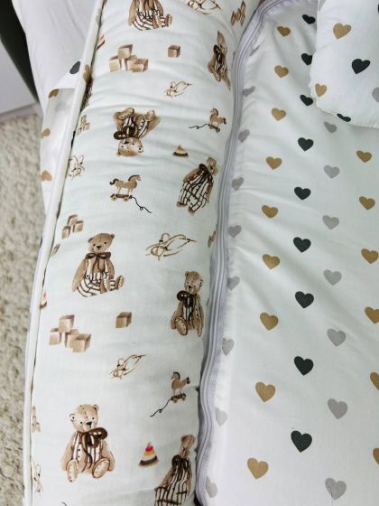 ❤ Кокон-гніздечко з ручками. Принт - Ведмідь в штанцях, серця різні (#22494451) ✓ Anna Konvert 2