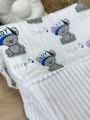 ❤ Плед в пологовий, мінкі плюш, без утеплювача, 100см на 80см. Колір, принт - Плюш смужка білий, ведмедик it`s a boy (#26628813)