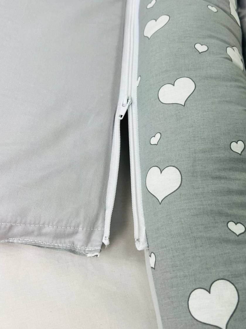 ❤ Кокон-гніздечко з ручками. Принт - Серця сірі, сірий однотон (#83352897) ✓ Anna Konvert