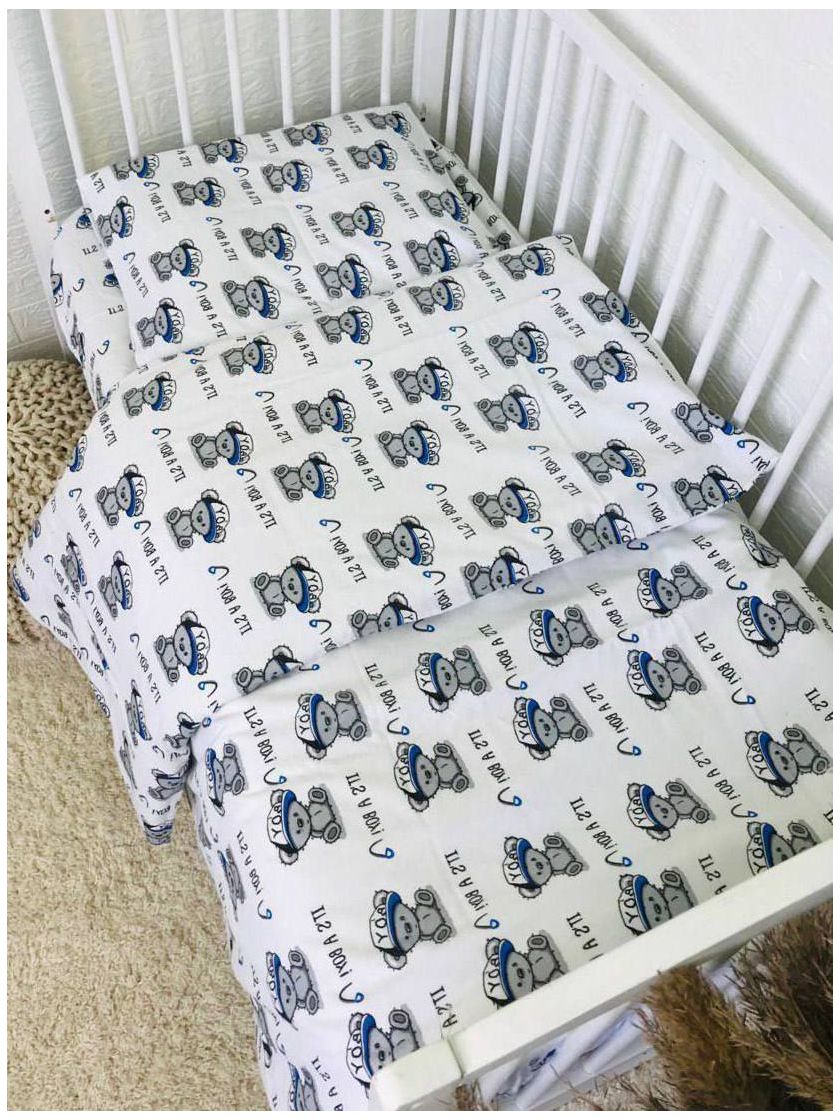 ❤ Змінна дитяча постіль байкова, 140*110. Принт - Ведмедики сірі it's a boy (#85520874) ✓ Anna Konvert