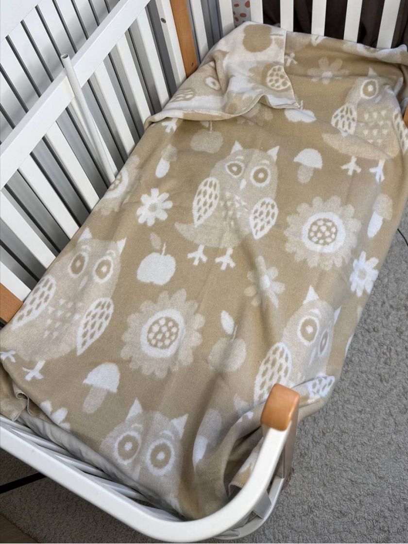 ❤ Плед у пологовий, бавовна 100%, 100*140см. Колір - Бежевий з совами (#47282420) ✓ Anna Konvert