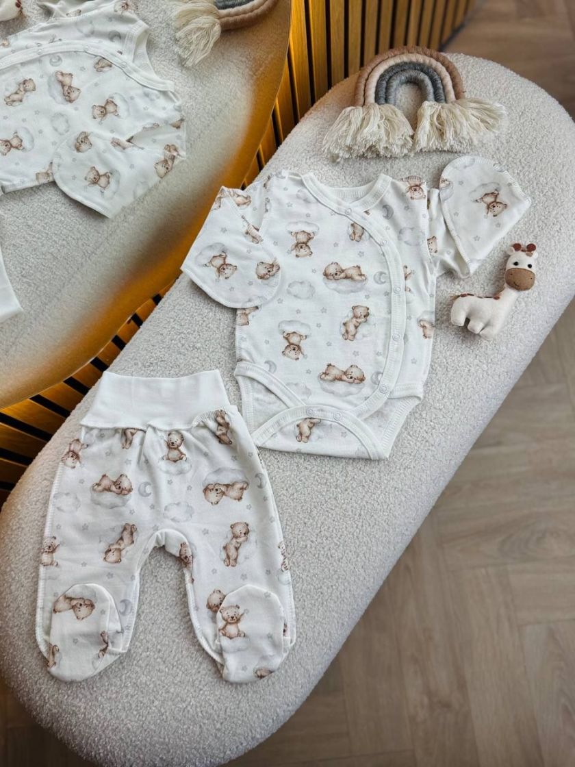 ❤ Комплект 2ка з боді, байка, Ромашка. Принт - Ведмедик на хмаринці. Розмір - 56-62 (#5328556) ✓ Anna Konvert