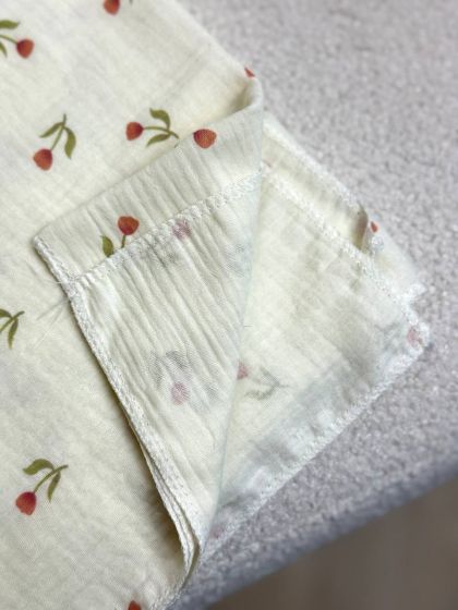 ❤ Пелюшки муслінові чотирьохшарові, жатка. Принт - Дрібні тюльпани. Розмір - 90*135см (#25319431) ✓ Anna Konvert 2