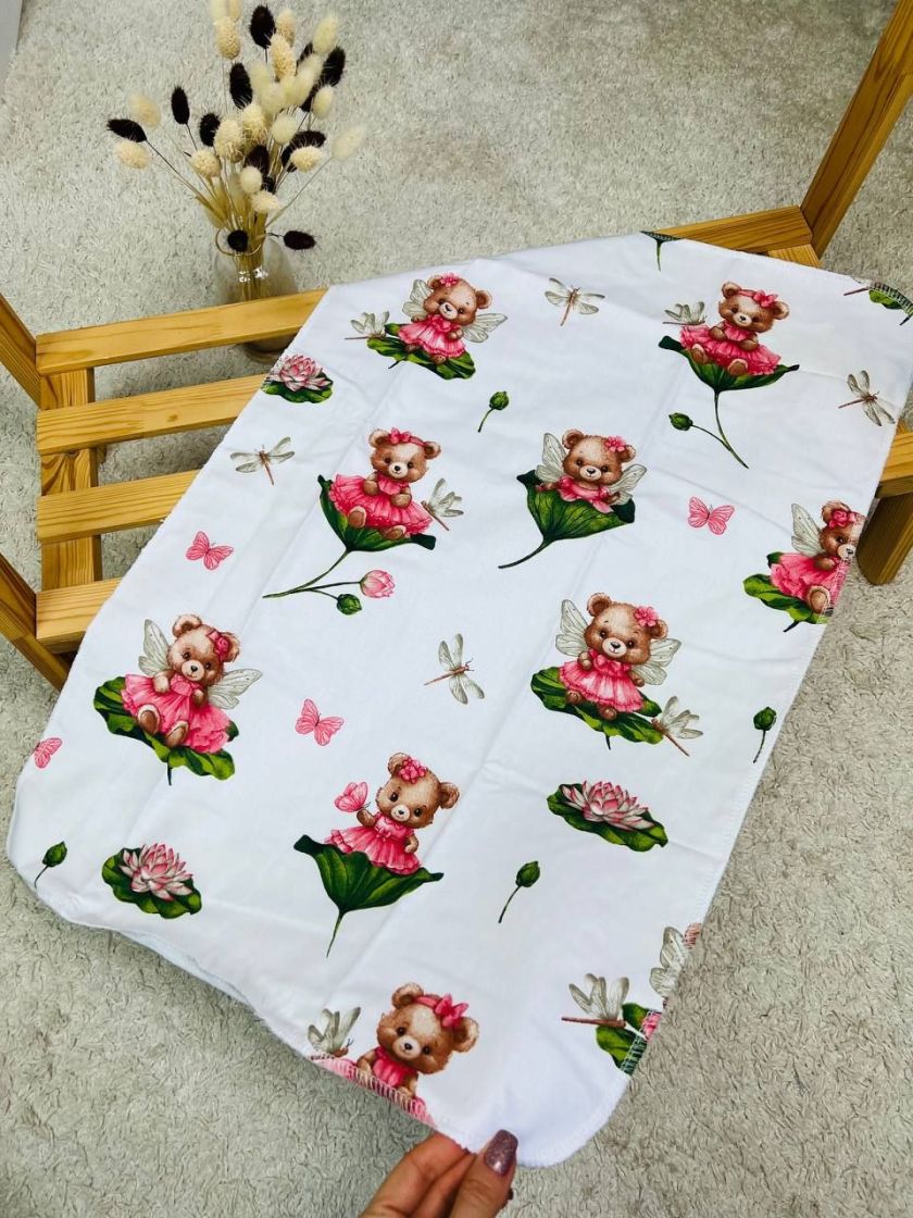 ❤ Пелюшки непромакаючі 80*50см. Принт - Ведмідь дівчинка на лотосі в сукні (#84402819) ✓ Anna Konvert