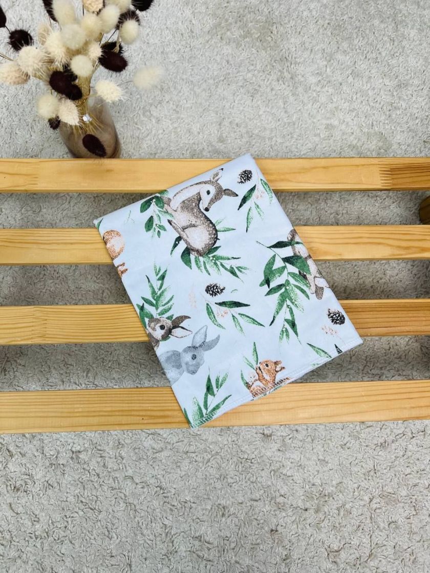❤ Пелюшки непромакаючі 80*50см. Принт - Олені бембі, білка, заєць в зелені (#18291430) ✓ Anna Konvert