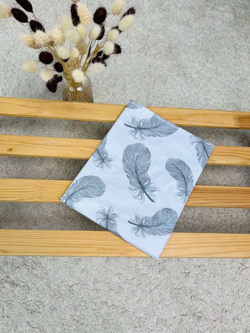 ❤ Пелюшки непромакаючі 80*50см. Принт - Пір'я сірі на білому (#79522197) ✓ Anna Konvert