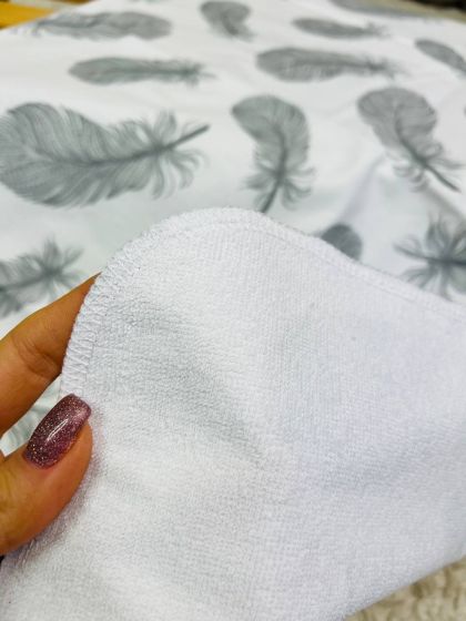 ❤ Пелюшки непромакаючі 80*50см. Принт - Пір'я сірі на білому (#79522197) ✓ Anna Konvert 2