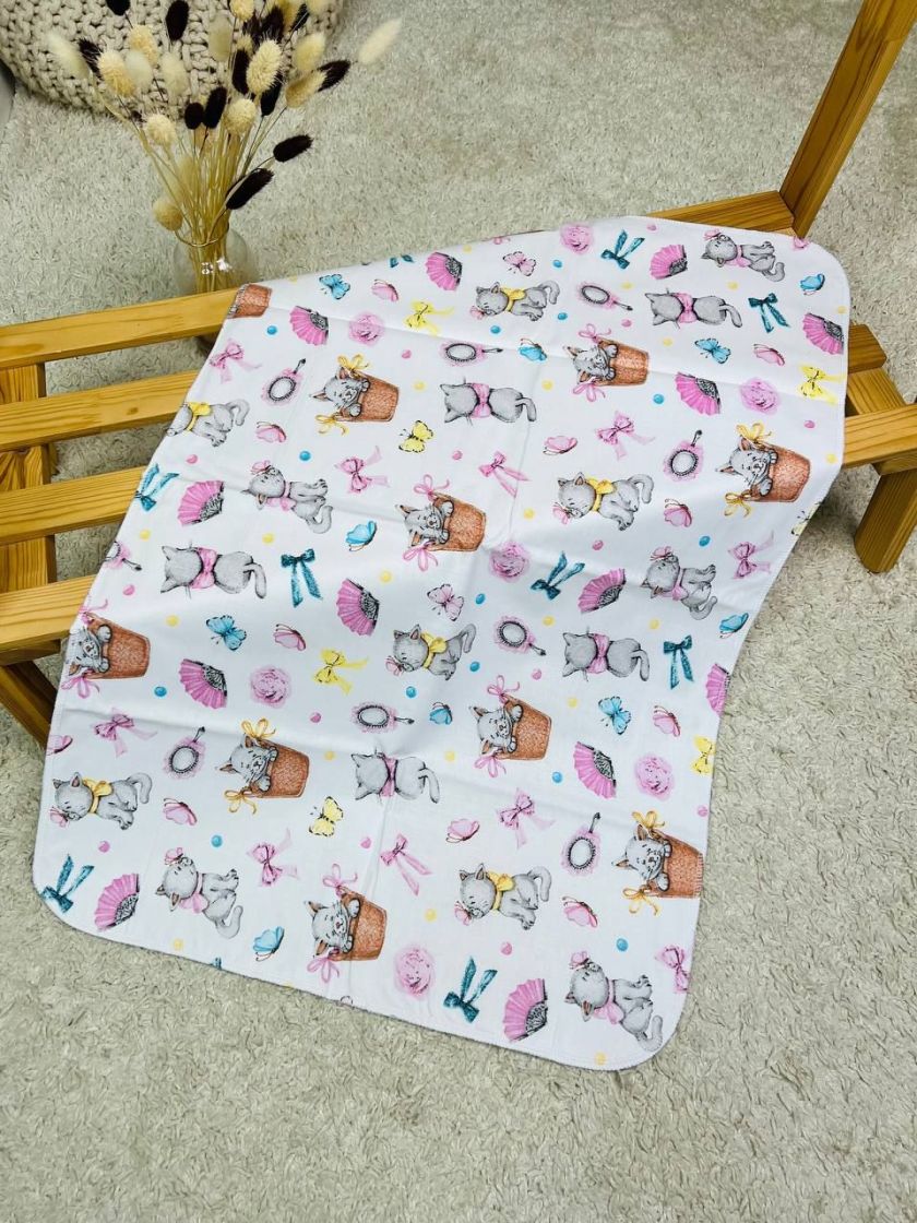 ❤ Пелюшки непромакаючі 80*50см. Принт - Коти з бантиком в лукошку (#72040682) ✓ Anna Konvert