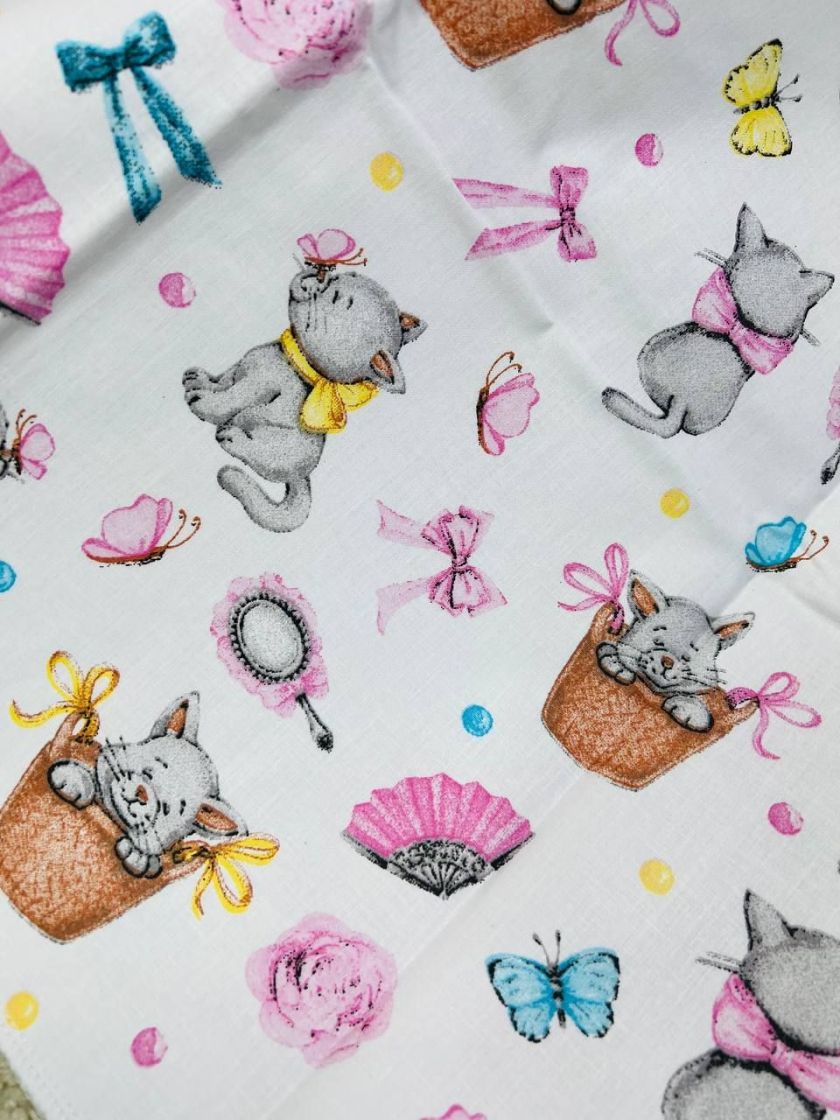 ❤ Пелюшки непромакаючі 80*50см. Принт - Коти з бантиком в лукошку (#72040682) ✓ Anna Konvert