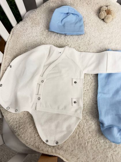 ❤ Комплект 3ка з боді, байка 56р. Принт - Little love, блакитний (#9151311) ✓ Anna Konvert 2