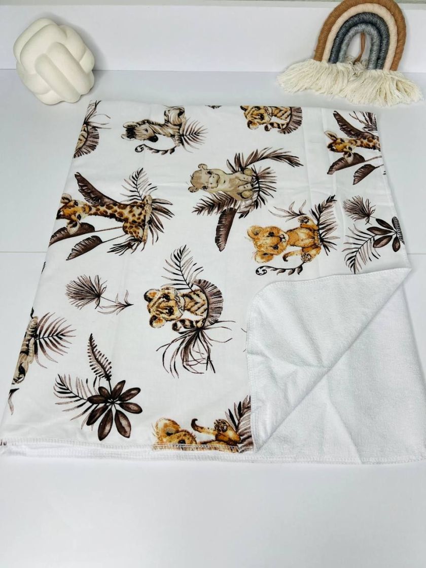 ❤ Пелюшки непромакаючі 100*80см. Принт - Сафарі з рослинами, бежеві (#98308573) ✓ Anna Konvert