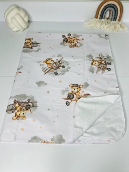 ❤ Пелюшки непромакаючі 100*80см. Принт - Ведмідь на літаку, сірий (#70155055) ✓ Anna Konvert 2