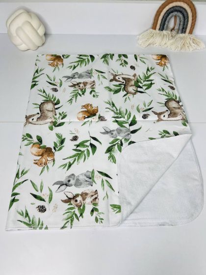 ❤ Пелюшки непромакаючі 100*80см. Принт - Олені бембі, білка, заєць в зелені (#3663619) ✓ Anna Konvert 2