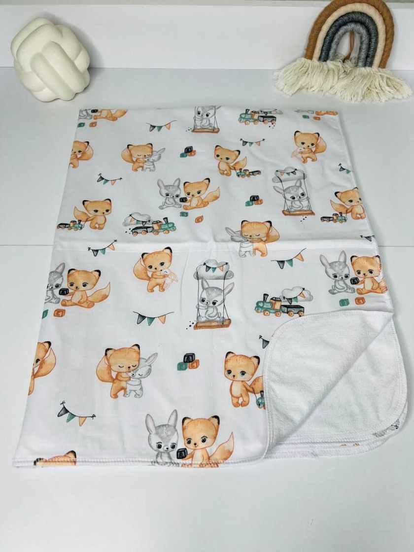 ❤ Пелюшки непромакаючі 100*80см. Принт - Лисенята з зайцем з кубиками (#98217012) ✓ Anna Konvert
